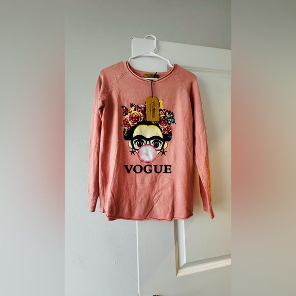 VOGUE Pink Graphic Sweatshirt - Women's Sweater - Picture 2 of 7